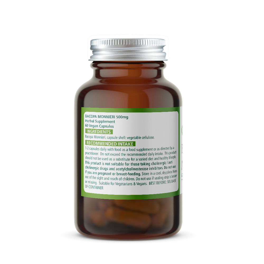 Bottle of Wise Owl Health Bacopa Monnieri supplement ingredients label