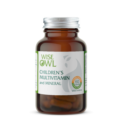 Wise Owl Health Children's multivitamin bottle on a white background