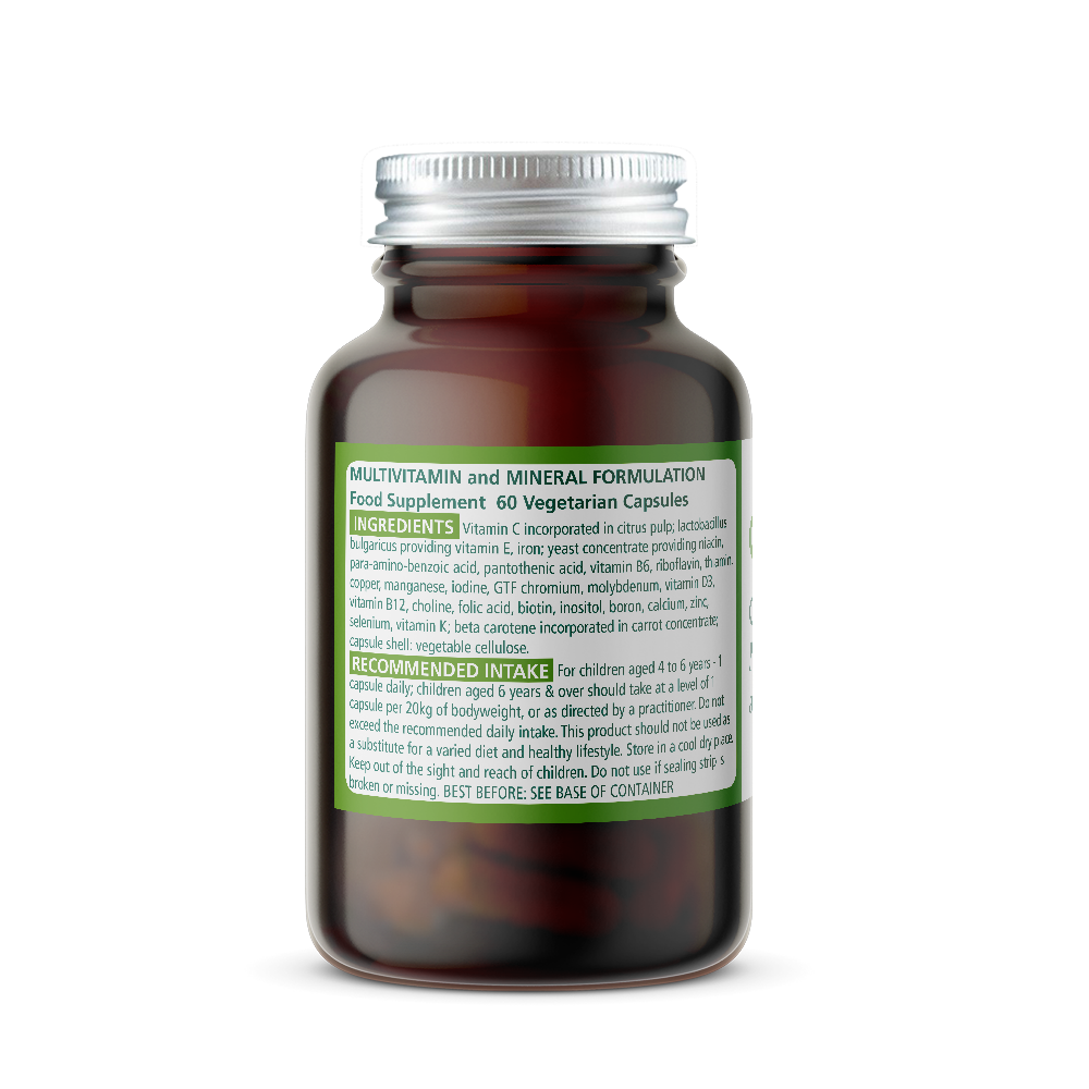 Wise Owl Health Children's multivitamin bottle with ingredients label