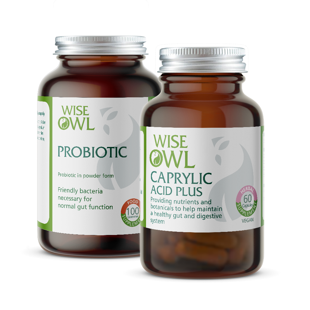 Wise Owl Health Digestive Duo Health Pack - Probiotic and caprylic Acid Plus
