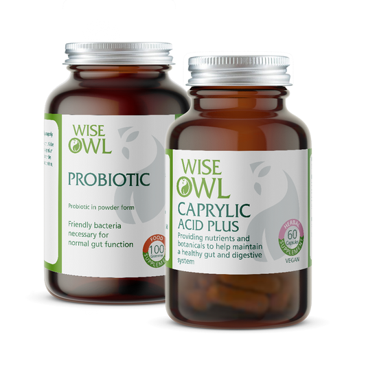 Wise Owl Health Digestive Duo Health Pack - Probiotic and caprylic Acid Plus