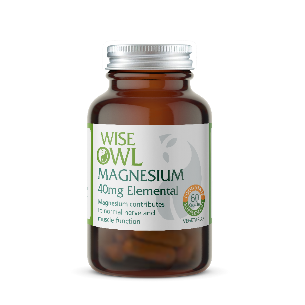 Bottle of Wise Owl Health 40mg Magnesium Supplement