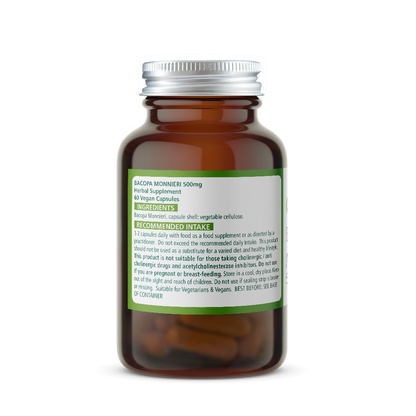 Bottle of Wise Owl Health Bacopa Monnieri supplement ingredients label