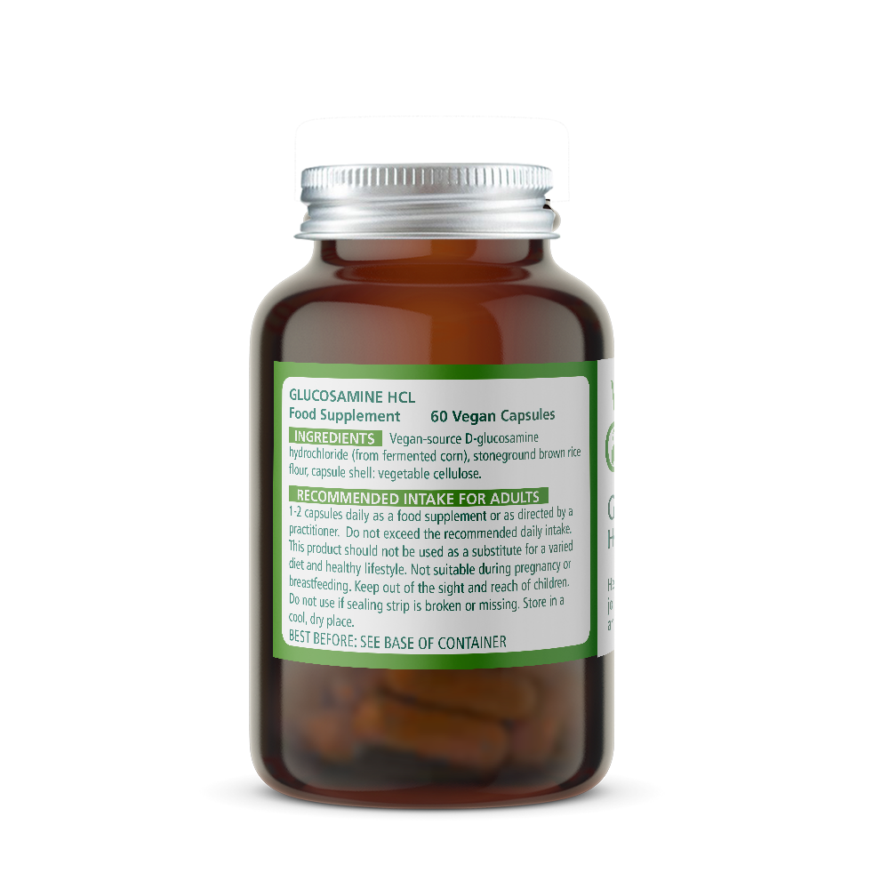 Brown Bottle of Wise Owl Glucosamine HCL 750 mg with Ingredients label on a white background