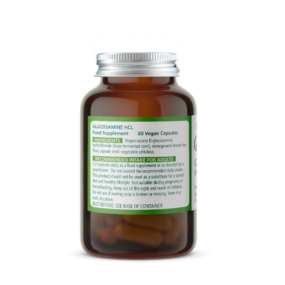 Brown Bottle of Wise Owl Glucosamine HCL 750 mg with Ingredients label on a white background