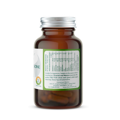 Bottle of Wise Owl Joint and Bone Support supplement and green product information label on a white background