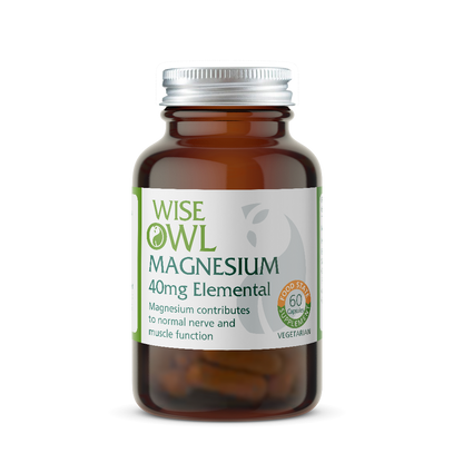 Bottle of Wise Owl Health 40mg Magnesium Supplement