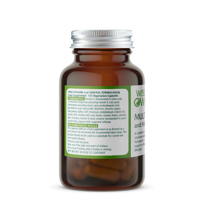 Brown supplement bottle with a label on a white background