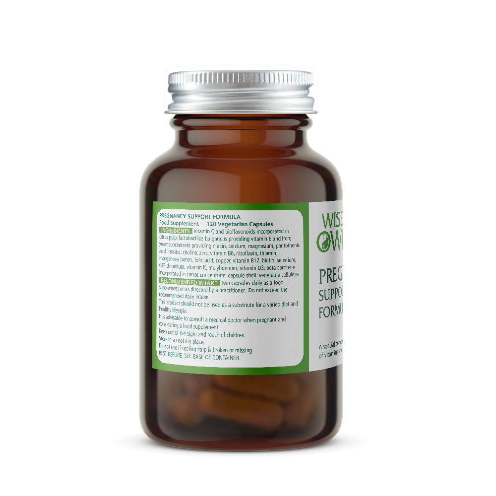 Wise Owl Health Pregnancy Support Formula - Ingredients Label - 120 Capsules