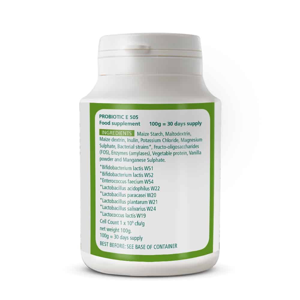 Probiotic E505 + Prebiotic (FOS) Powder Form x 100gms - Wise Owl Health