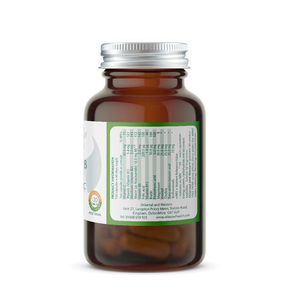 Wise Owl Health Vitamin B complex with vitamin C product information label