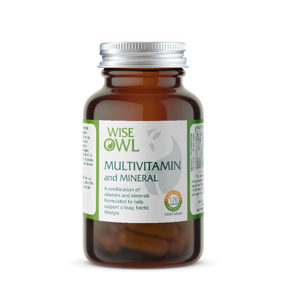Bottle of Wise Owl Multivitamin and Mineral on a white background