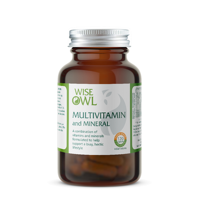 Bottle of Wise Owl Multivitamin and Mineral on a white background